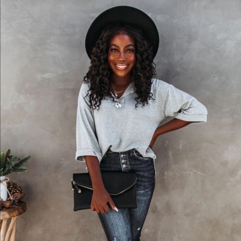 WELCH RELAXED KNIT TOP - HEATHER GREY